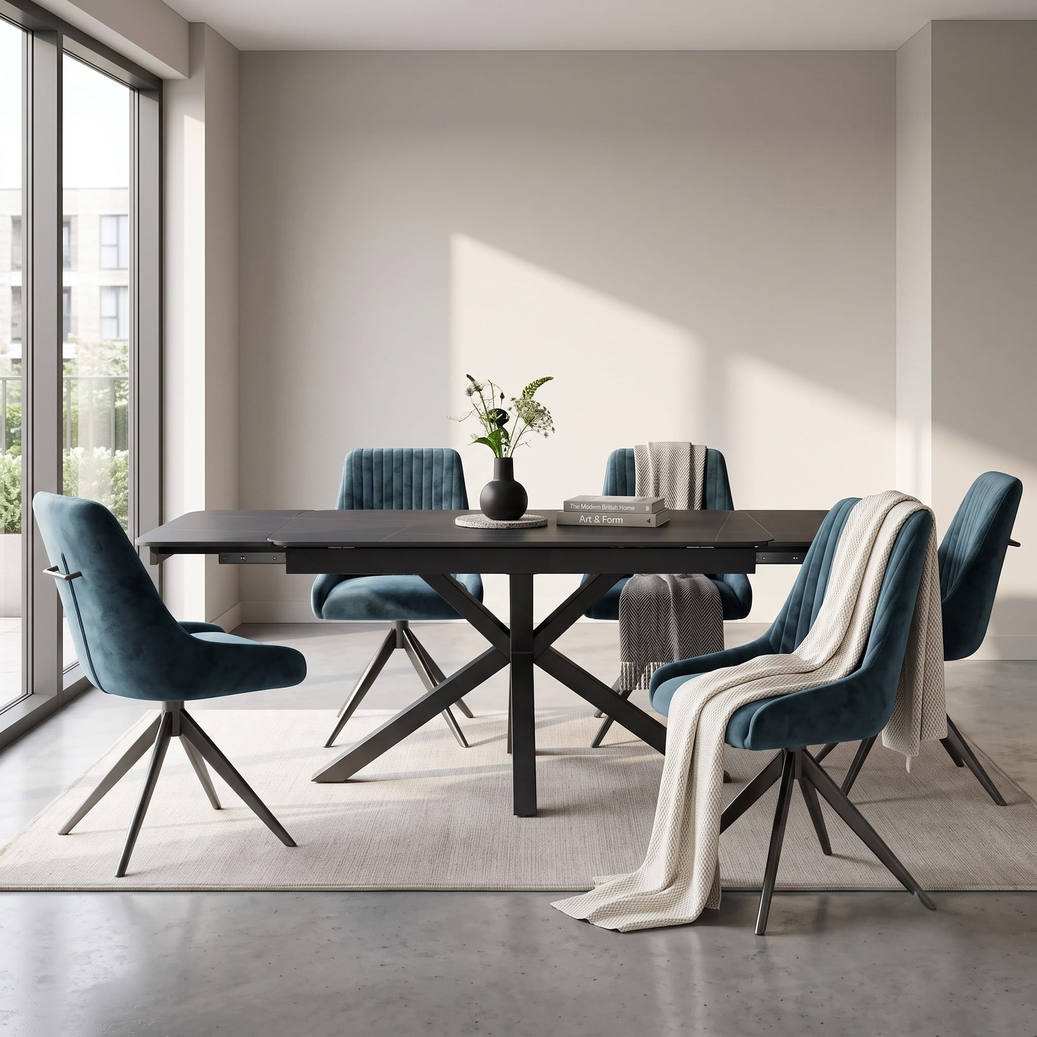 DS-0001 [Oslo White With 6 Rimini Blue chair]