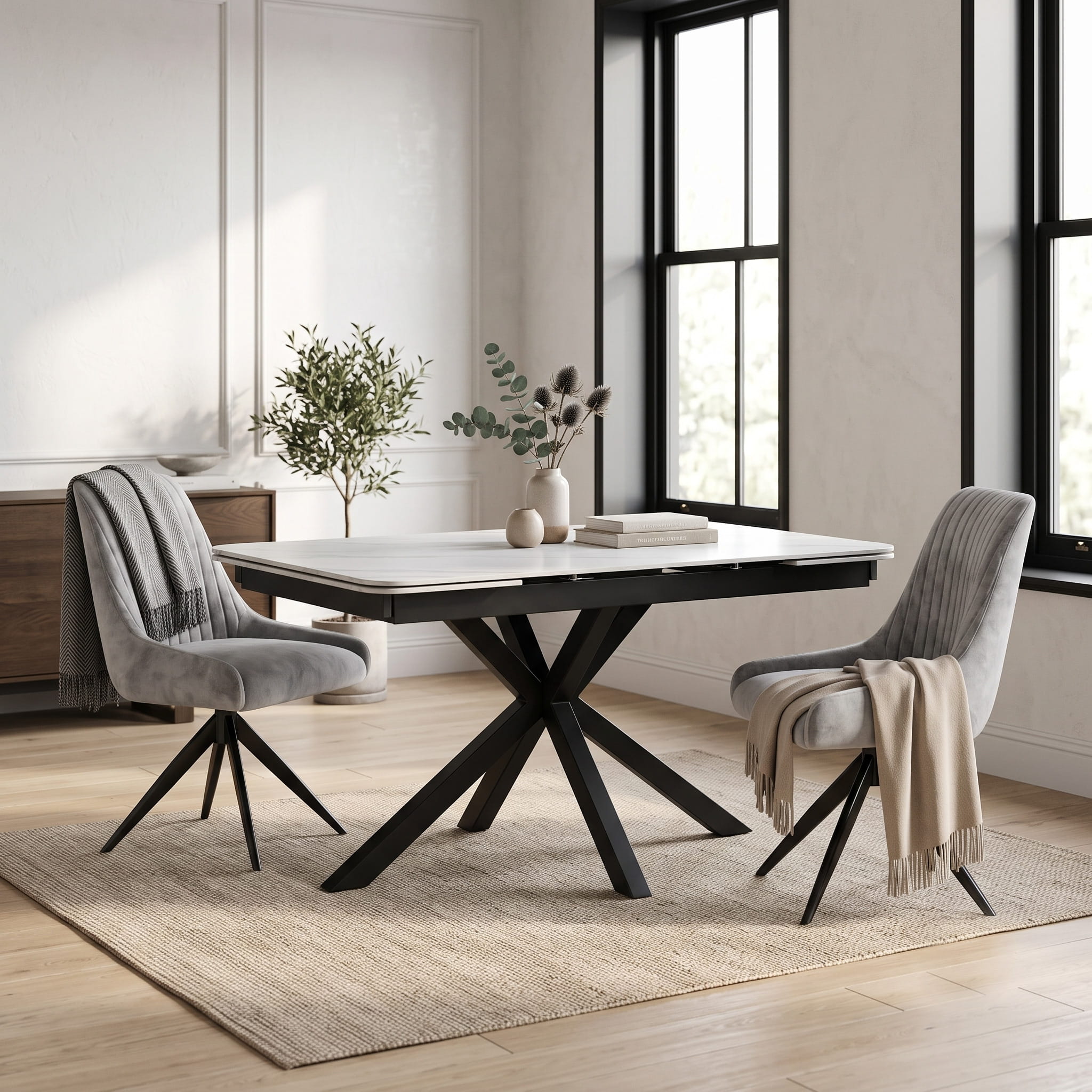 DS-0002 [Oslo White With 6 Rimini Grey chair] - Image 2