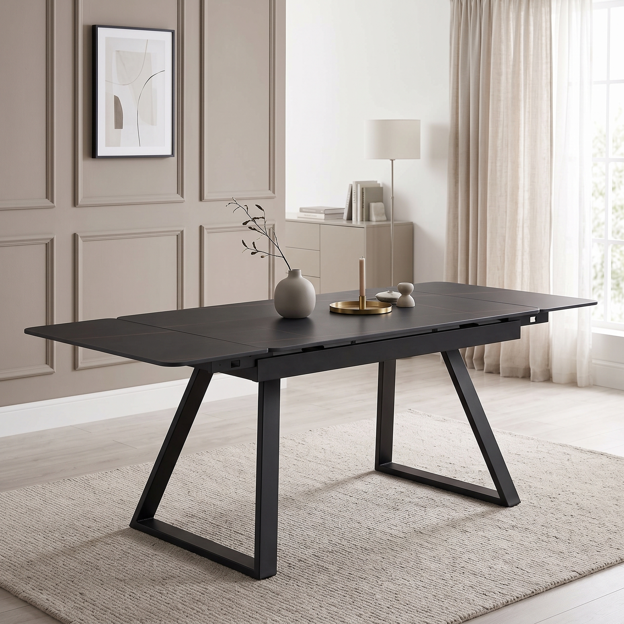 Dubai Black Extendable Ceramic Dining Table – 140cm–220cm
