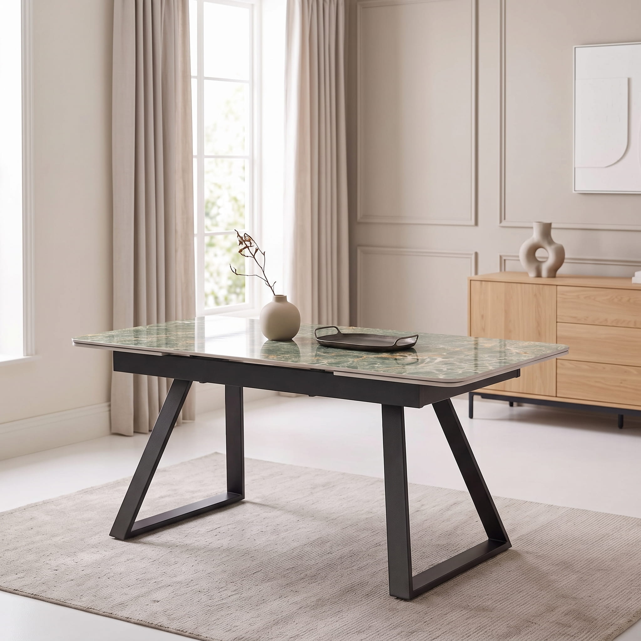 Dubai Green Extendable Ceramic Dining Table 140cm–220cm - Image 3