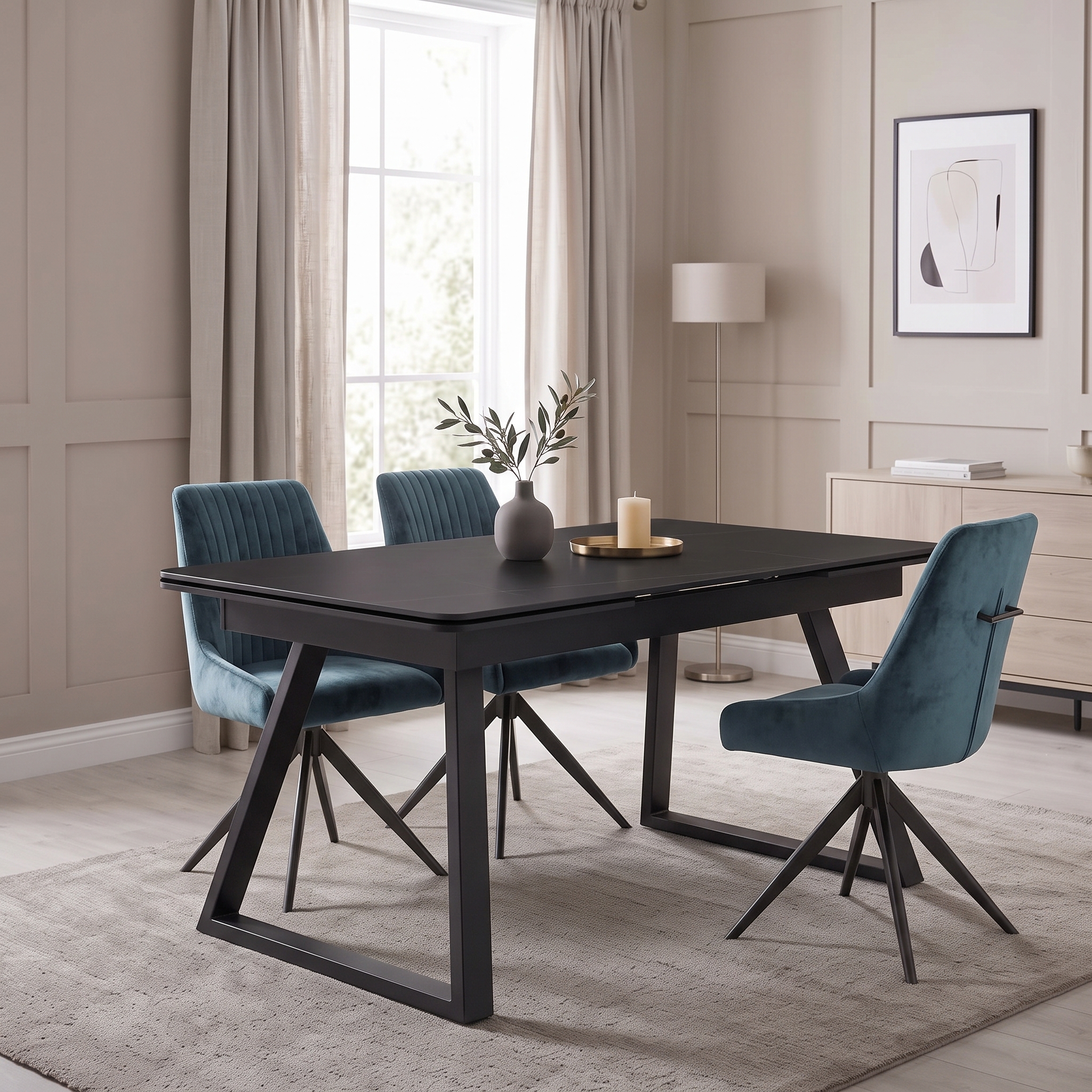 Dubai Black Extendable Ceramic Dining Table – 140cm–220cm - Image 5
