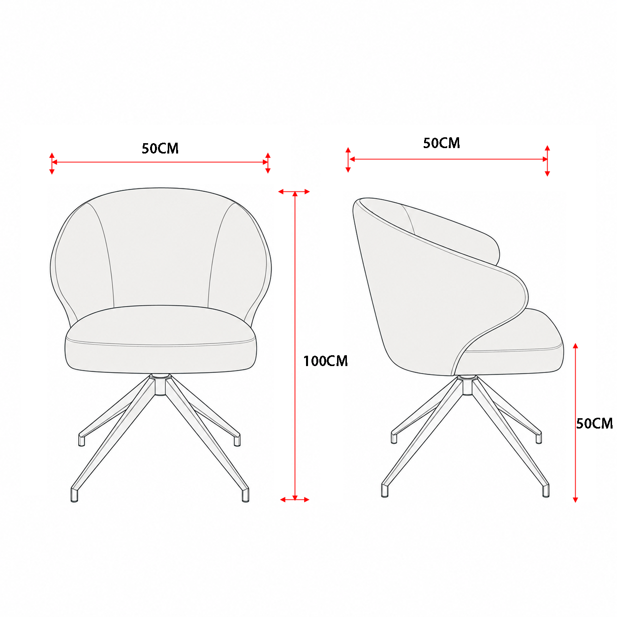4 x Camden 2 Tone Grey Swivel Dining Chair - Image 3