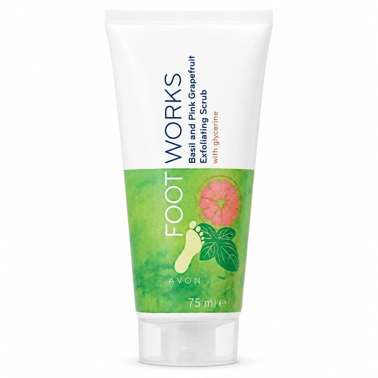 2x Avon Foot Works Basil & Pink Grapefruit Exfoliating Foot Scrub 75ml - Image 2