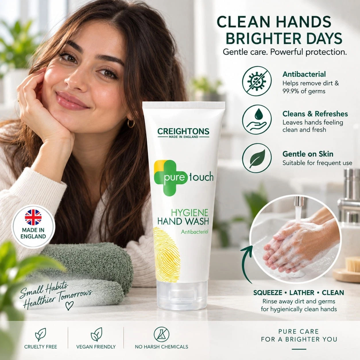 6x Creightons Pure Touch Antibacterial Hygiene Hand Wash 250ml Vegan Made in uk - Image 3