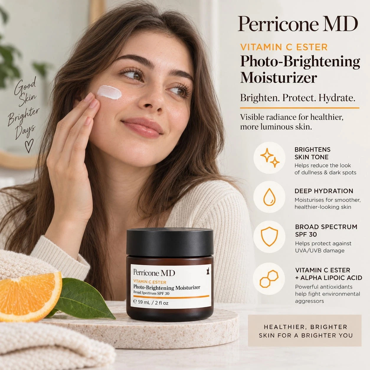 Perricone MD Vitamin C Ester Photo-Brightening Moisturiser SPF 30 59ml - Image 3