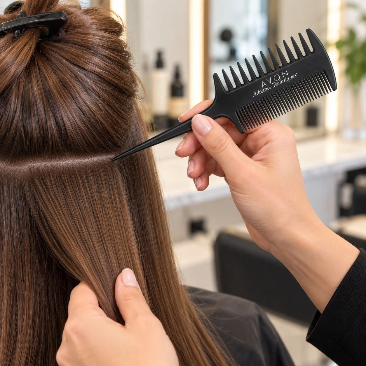 Avon Advance Techniques Pro Styling Tail Comb Wide Fine Teeth Sectioning Black - Image 3