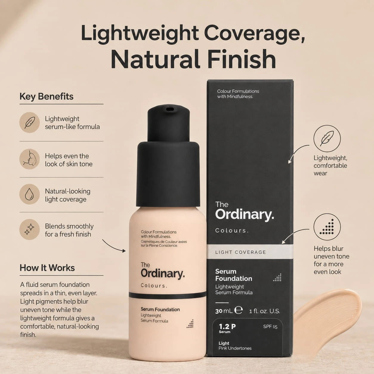 The Ordinary Serum Foundation 1.2P Light Pink Undertones 30ml SPF15 - Image 4